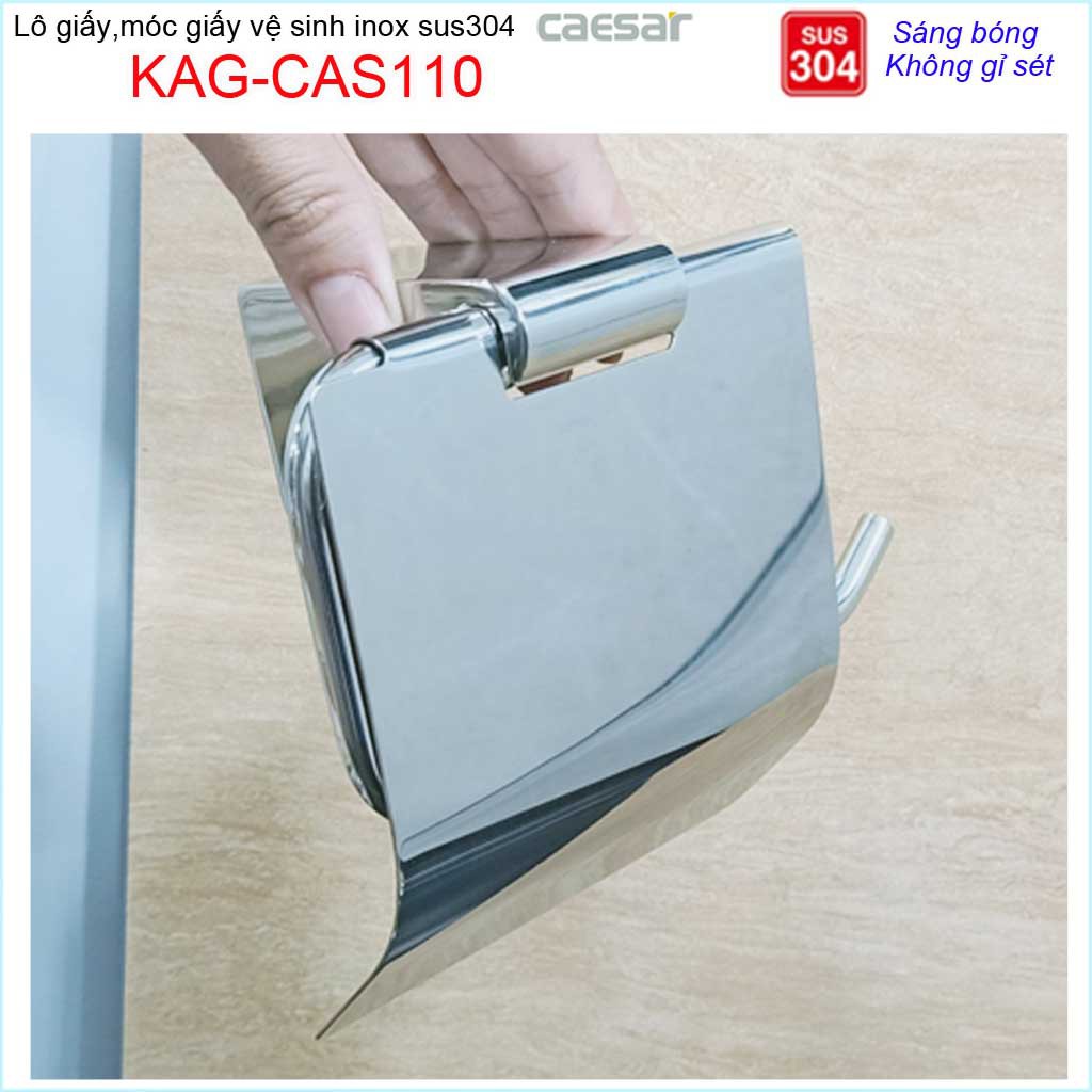 Móc gấy Caesar KAG-CAS110, hộp để giấy vệ sinh inox 304 bóng thiết kế cao cấp