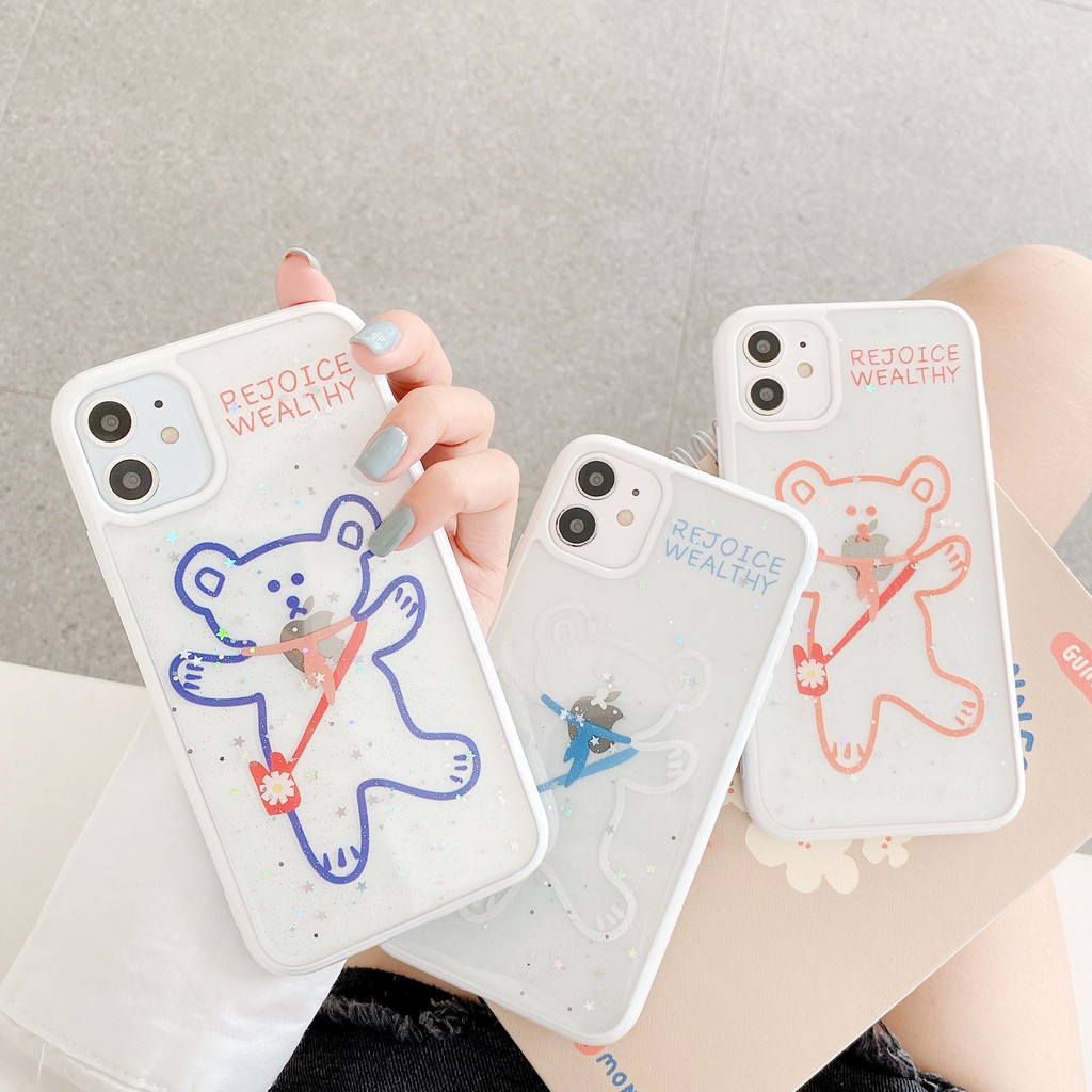 Ốp lưng iphone Gấu Rejoice viền màu 5/5s/6/6plus/6s/6splus/7/7plus/8/8plus/x/xr/xs/11/12/pro/max/plus/promax | BigBuy360 - bigbuy360.vn
