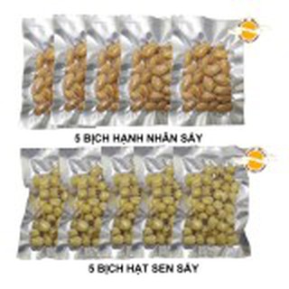 Bộ 5 bịch hạnh nhân sấy 40g + 5 bịch hạt sen sấy hột điều nam việt 40g