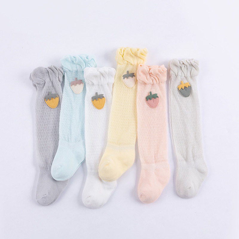 Vớ Cotton Miệng Rộng In Hình Dâu Tây Hoạt Hình Chống Muỗi Mùa Hè Cho Bé Sơ Sinh