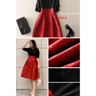 👗 Đầm xòe dự tiệc bigsize lụa phối gấm 👗