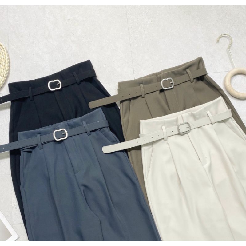 Quần baggy vải trơn kèm đai hàng QCL1
