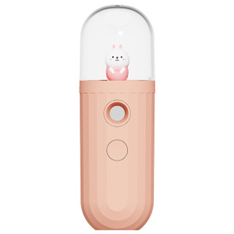 Cute Cartoon Air Humidifier Portable Facial Water Replenishing Instrument Mini USB Rechargeable Skin Beauty Hydrating Device 20ML Water Tank Mist Maker 2mins Smart Timing Moisture Spraying Tools For Home Outdoor Office Dormitory