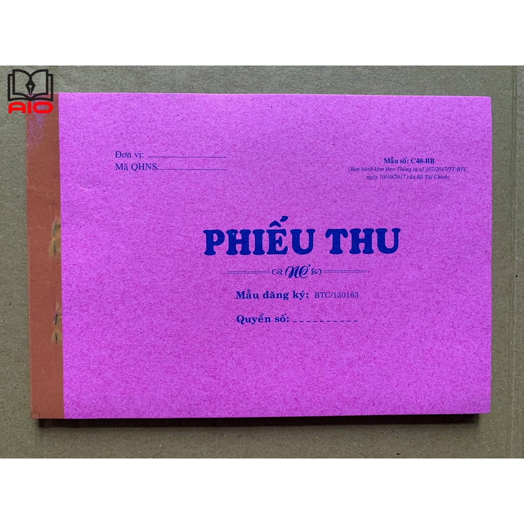 Phiếu thu 2 liên - 12.5x18.5 cm (90 tờ)