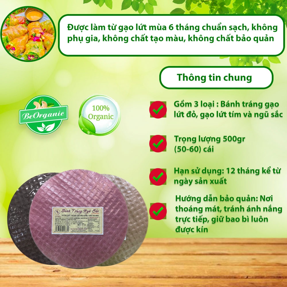 Bánh Tráng Cuốn Gạo Lứt Cát Thủy 500g Beorganic - Giảm Cân Eat Clean Healthy, Eco Food, Organic Food  Ngũ Sắc