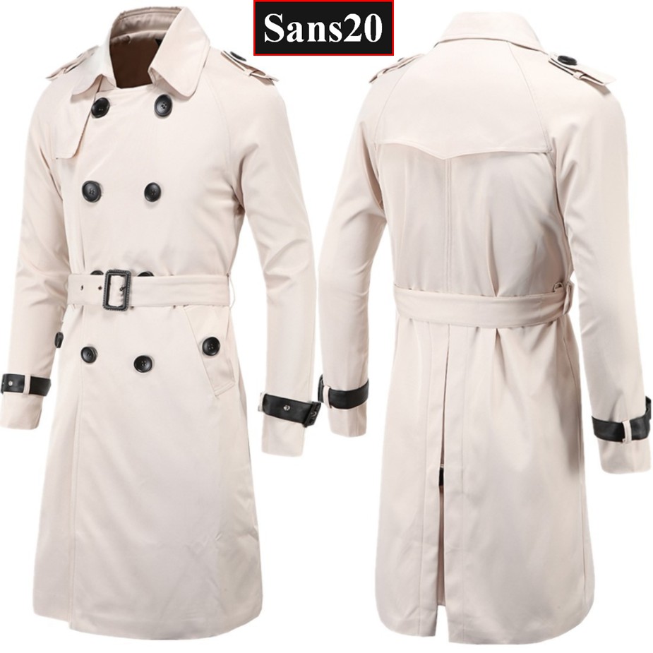 Áo khoác kaki nam dáng dài Sans20 măng tô cao cấp khaki kèm đai mangto hàn quốc trench coat men