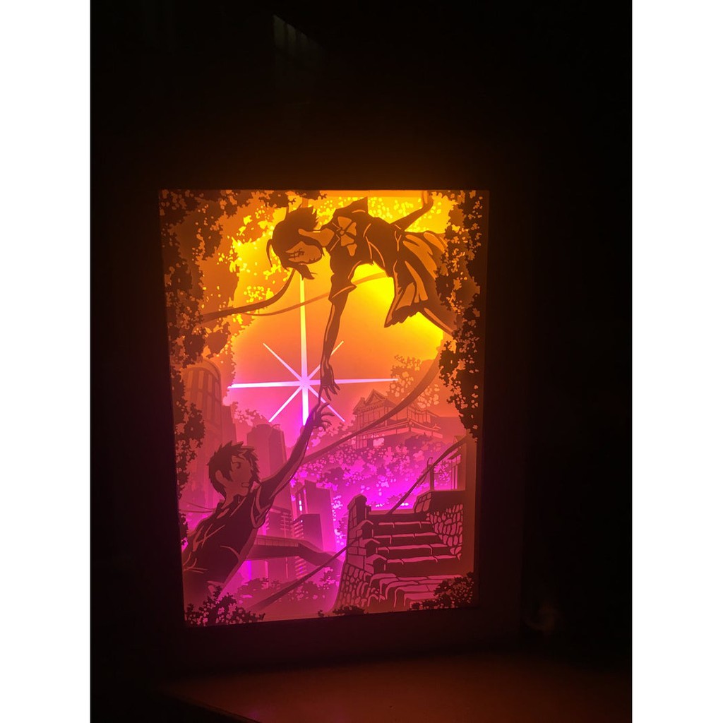 Hộp đèn ngủ bằng giấy 3D - Hộp đèn trang trí - Quà tặng - Your name - Kirigami lightbox Led 7 màu