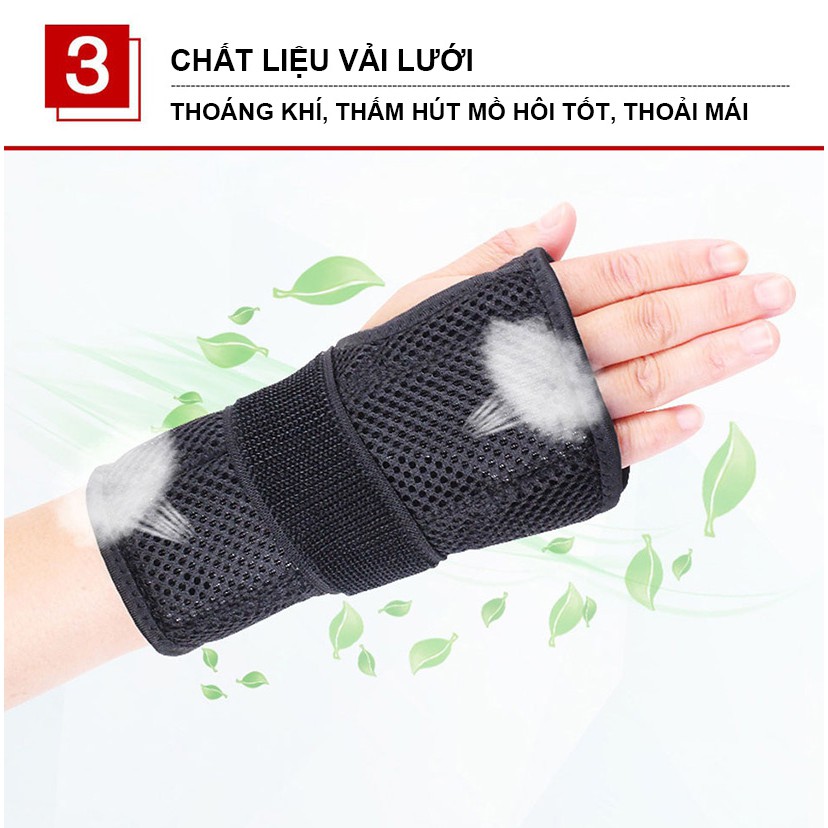 Bán sỉ - Đai cố định bảo vệ cổ tay AOLIKES HS 1672(chiếc), có nẹp thép định hình, cố định cổ tay chính hãng