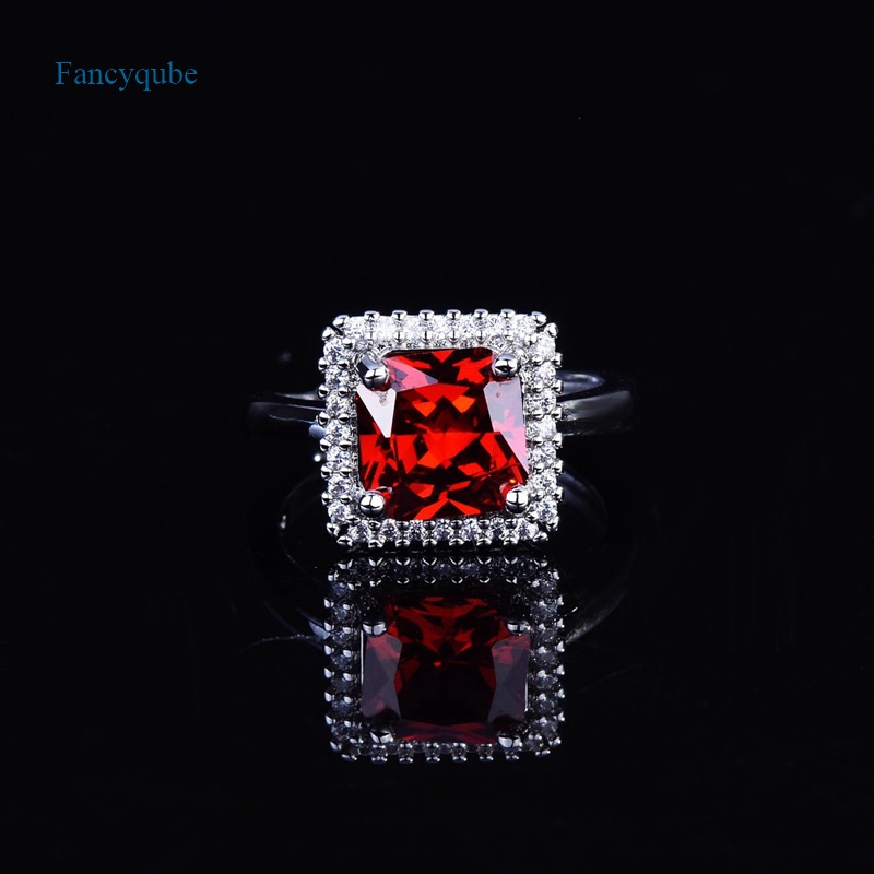 Nhẫn bằng bạc 925 đính đá ruby thời trang sang trọng cho nữ