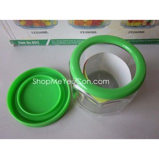 Bộ 5 lọ gia vị thủy tinh.