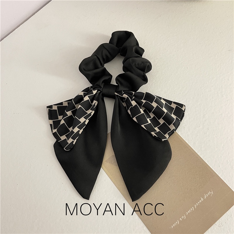 Dây Buộc Tóc Nơ Họa Tiết Sọc Caro Cỡ Lớn Phong Cách Nhật Hàn Xinh Xắn