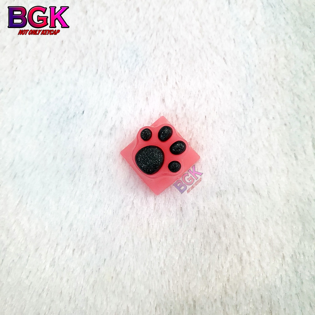 Keycap Lẻ Artisan Dấu Chân Mèo dễ thương màu Đen Hồng