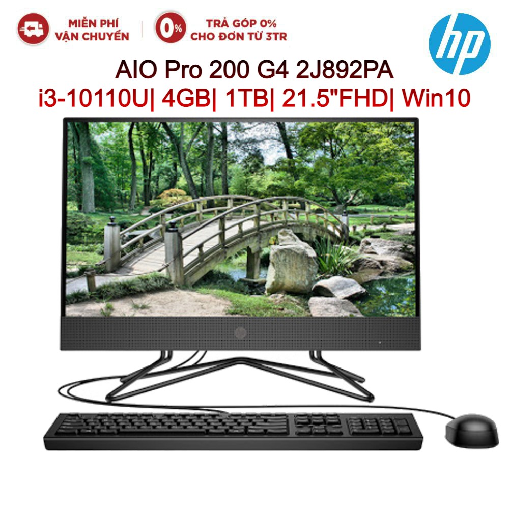 Máy tính để bàn PC HP AIO Pro 200 G4 2J892PA i3-10110U| 4GB| 1TB| 21.5&quot;FHD| Win10