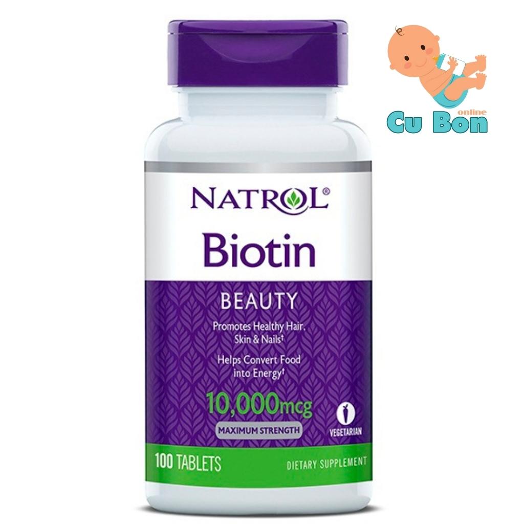 Viên uống hỗ trợ mọc tóc giảm rụng tóc Natrol Biotin 10000 mcg của Mỹ 100 viên