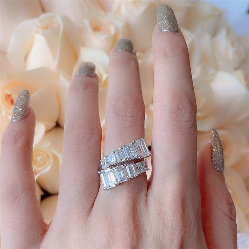 Nhẫn ETRENDY đính đá zircon lấp lánh phong cách sang trọng cá tính thời trang cho nữ bán sỉ