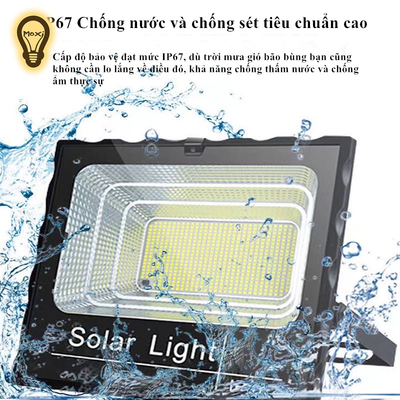 【HÀNG SẴN KÈM PIN+REMOTE】Đèn Pha Led năng lượng mặt trời 300W,200W,100W,45W,25W đủ công suất sáng liên tục MOXI.
