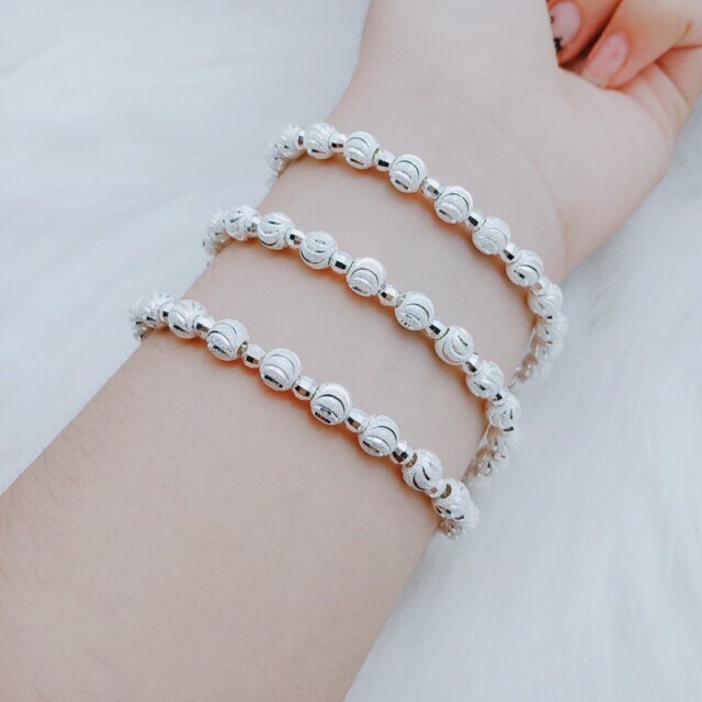 Lắc tay bi phay hình mặt trăng chuẩn bạc ta sáng đẹp