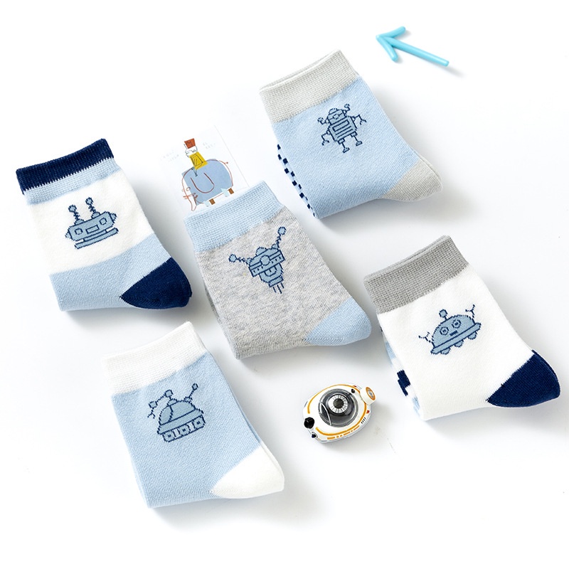 Set 5 đôi tất vớ cotton thu đông mềm mịn dành cho bé từ 1 đến 12 tuổi