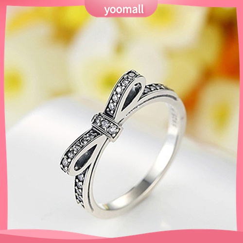 Yomall♡ Nhẫn HìNh Nơ ĐíNh Đá Vintage
