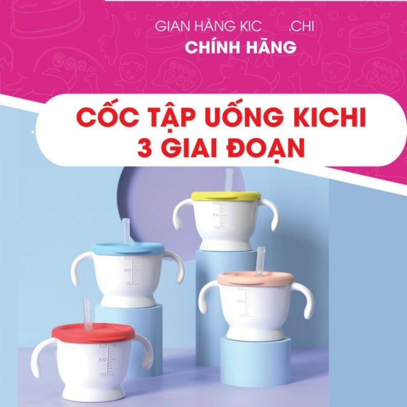 Cốc tập uống, tập hút 3 giai đoạn tiện lợi 150ml cho bé có vạch chia ml