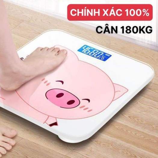 Cân điện tử cân sức khỏe gia đình màn hình LED hiển thị cân nặng ,nhiệt độ hình con heo