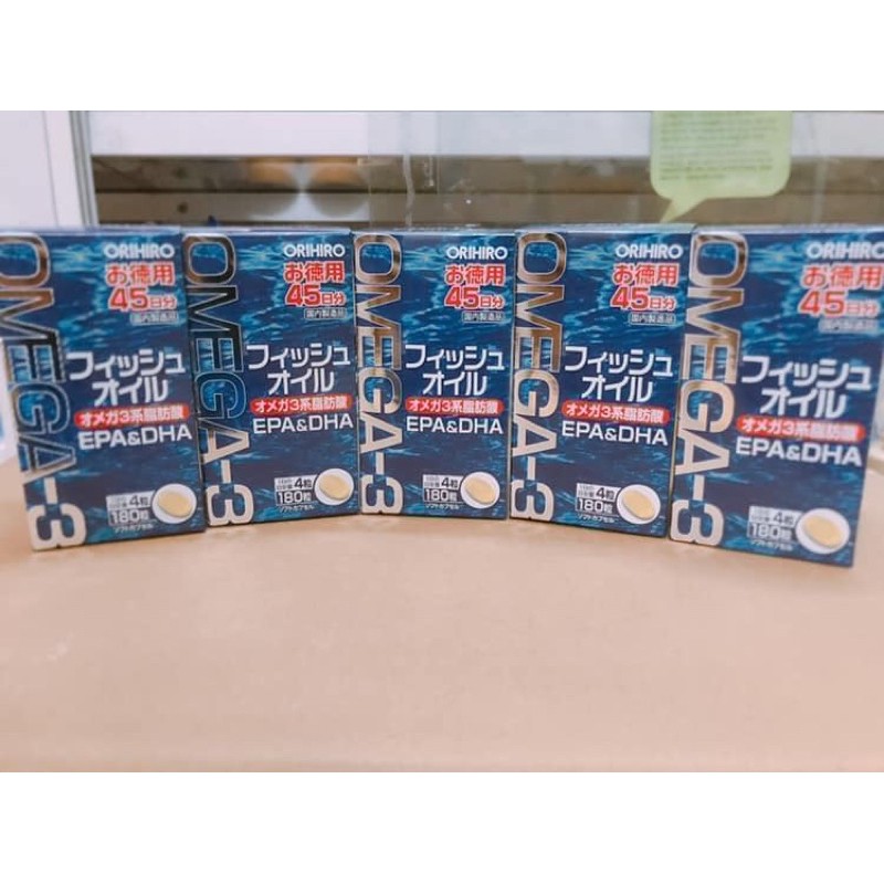 Dầu cá Omega 3 Orihiro Fish Oil Nhật Bản tốt cho mắt, tim mạch và não hộp 180 viên