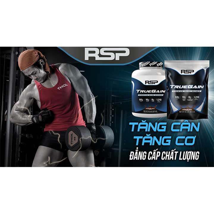 Sữa tăng cân tăng cơ hạn chế mỡ True Gain của RSP Nutrition hương Chocolate bịch 5.3kg - Phân phối chính hãng