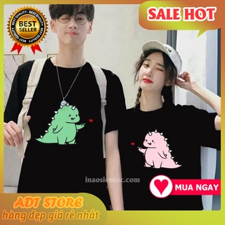 Áo thun đôi cặp nam nữ khủng long tình yêu mẫu hot cực chất