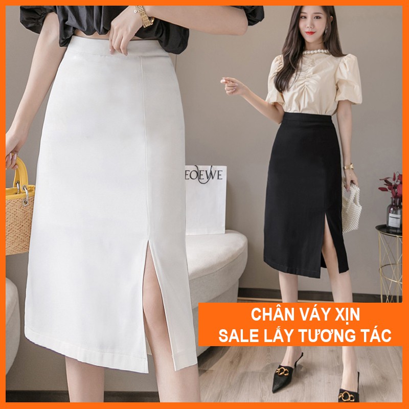 Chân Váy Dài Chữ A xẻ tà MADELA phong cách Hàn Quốc, Váy Dài Xẻ Tà Chữ A Công Sở - CVAD03