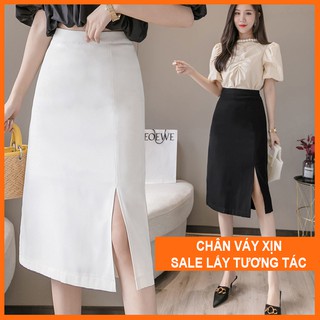 chân váy dài ulzzang phong cách Hàn Quốc, chân váy chữ a dài xẻ tà