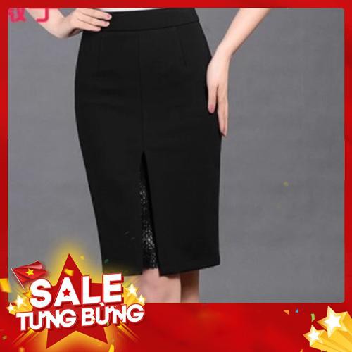 Chân váy bút chì phối ren sẻ đùi dáng 50-55cm thời trang công sở -Hàng nhập khẩu