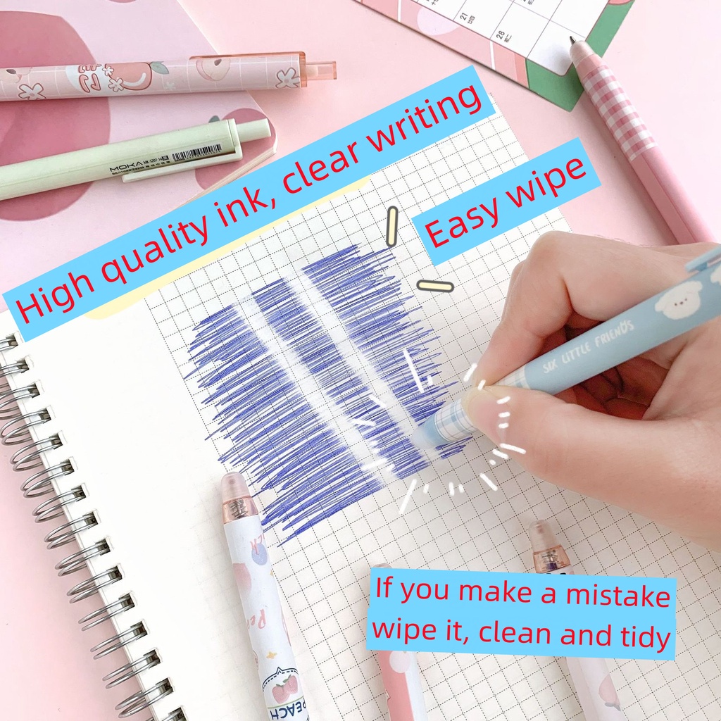 Bộ bút viết mực gel 6 kiểu xóa được cao cấp cho học sinh