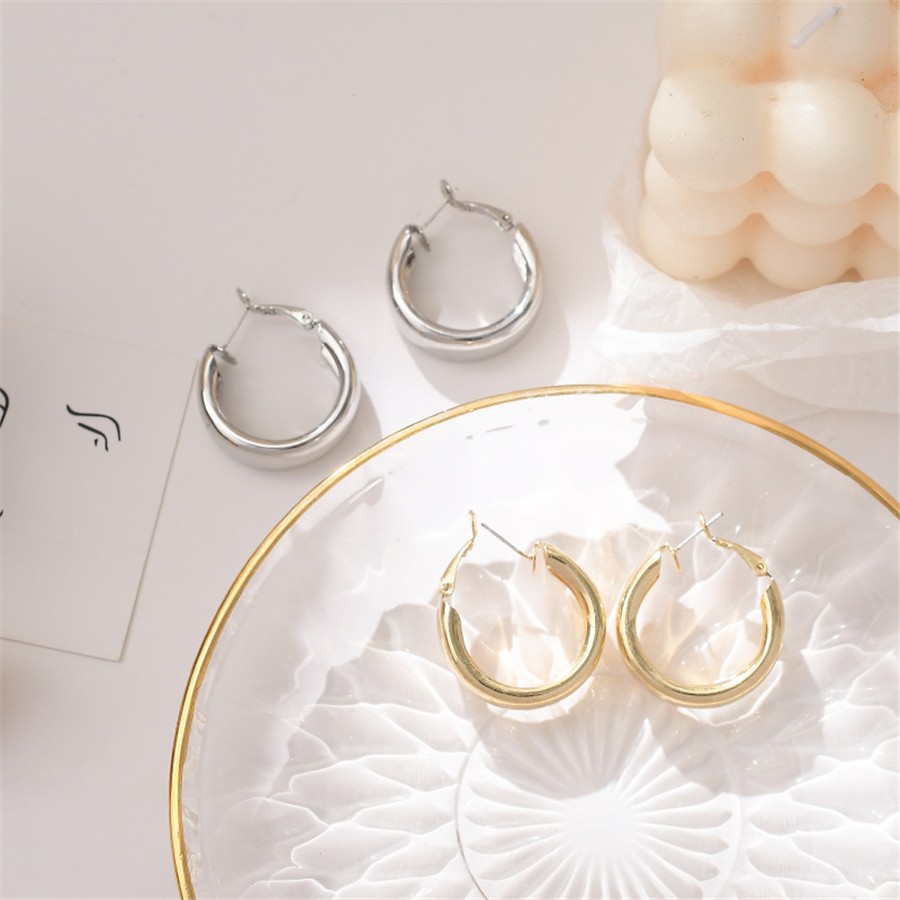 Hoa tai kim loại thiết kế đơn giản cho nữ A0016