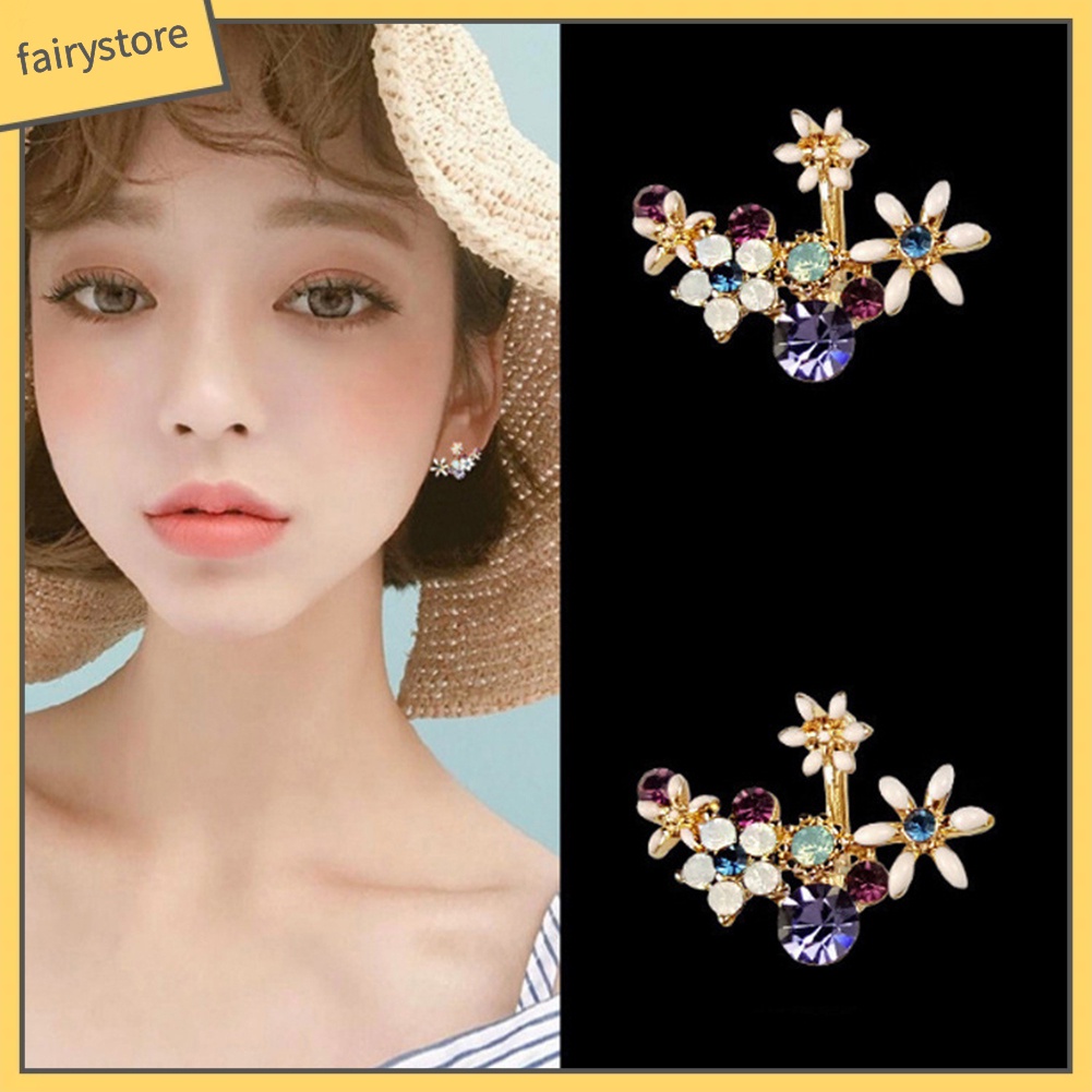 Khuyên Tai Hoa Đính Đá Pha Lê Nhiều Màu độc đáo