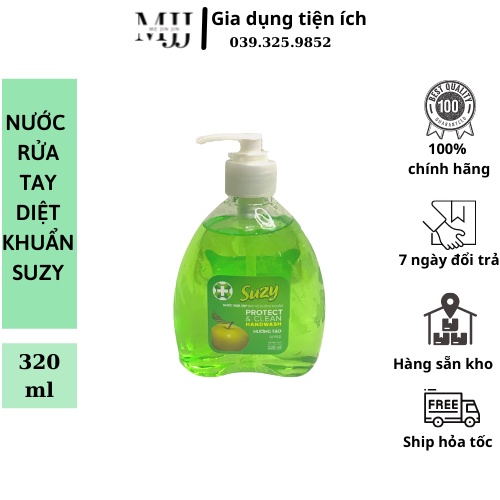 [CHÍNH HÃNG] Nước rửa tay DIỆT KHUẨN SUZY 320g - thành phần HỮU CƠ, chất lượng NHẬT BẢN