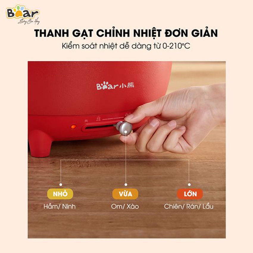 Nồi lẩu điện đa năng Bear 4L 1500W, nồi lẩu nướng đa năng 3in1, HomeMart – Hàng chính hãng bảo hành 6-18 tháng