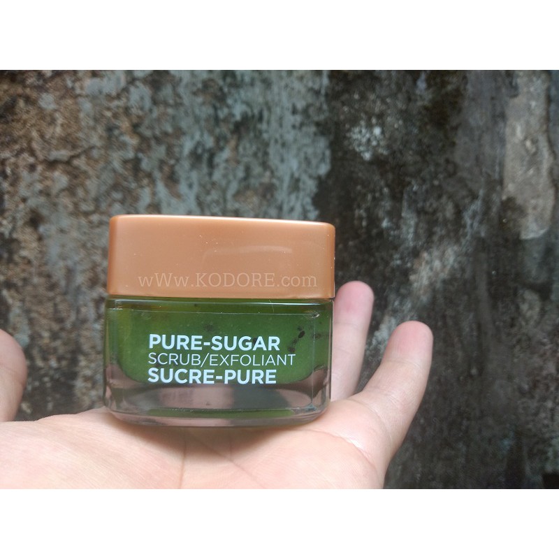 Tẩy tế bào chết ở da mặt và môi L'Oreal Pure - Sugar Scrub với tinh thể đường và hạt Kiwi từ Mỹ (48g)