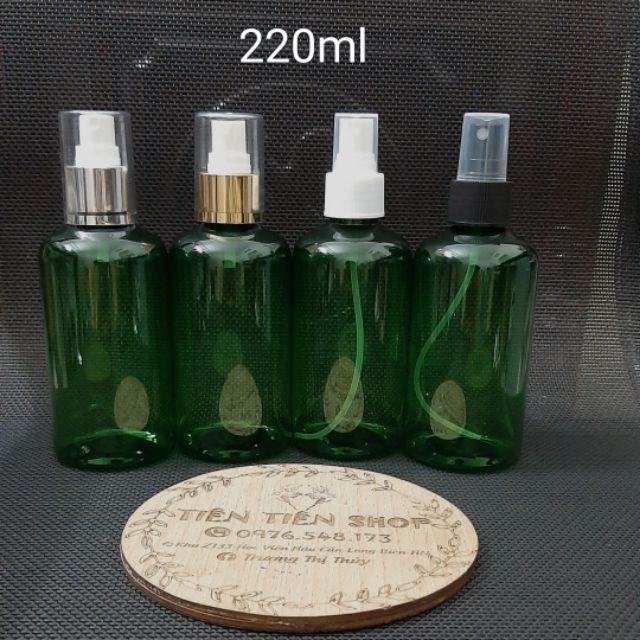 Chai nhựa xanh lá 220ml đầu xịt phun sương