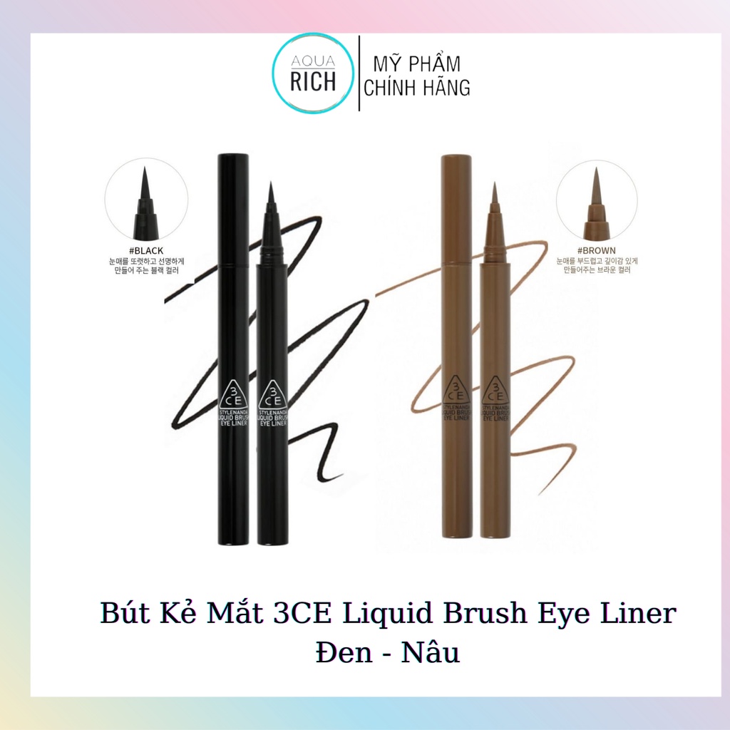 Bút Kẻ Mắt 3CE Liquid Brush Eye Liner Đen - Nâu