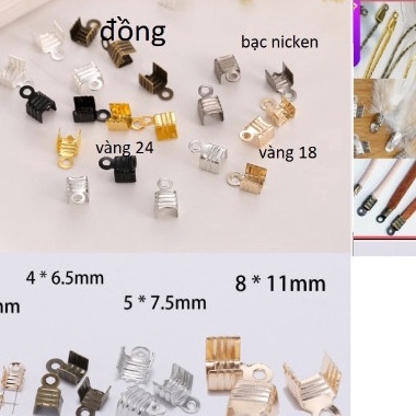 50 cái kẹp 2 lá nối đầu khoá làm vòng tay , vòng cổ vân sọc dùng cho dây size 3-4-5mm