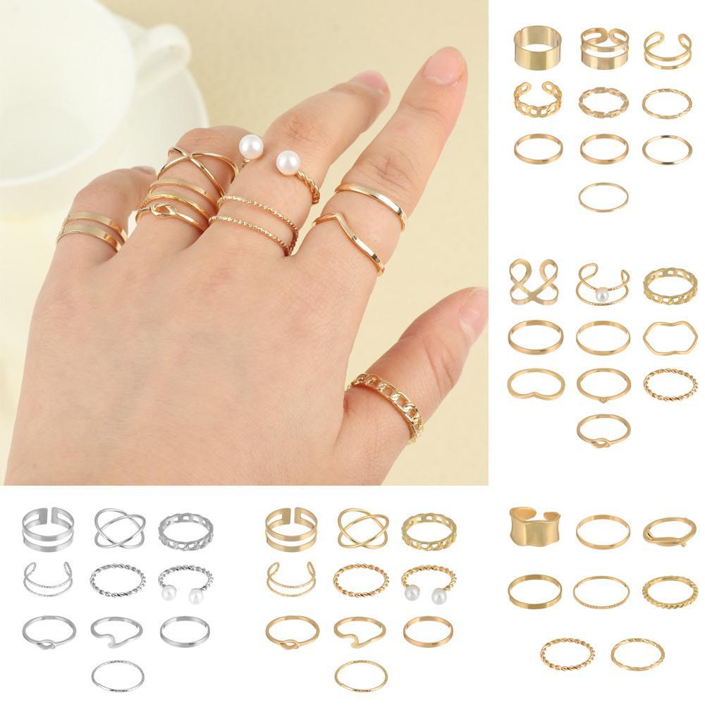 SUMU Bộ Nhẫn Đeo Khớp Ngón Tay Kiểu Dáng Hình Học Phong Cách Vintage