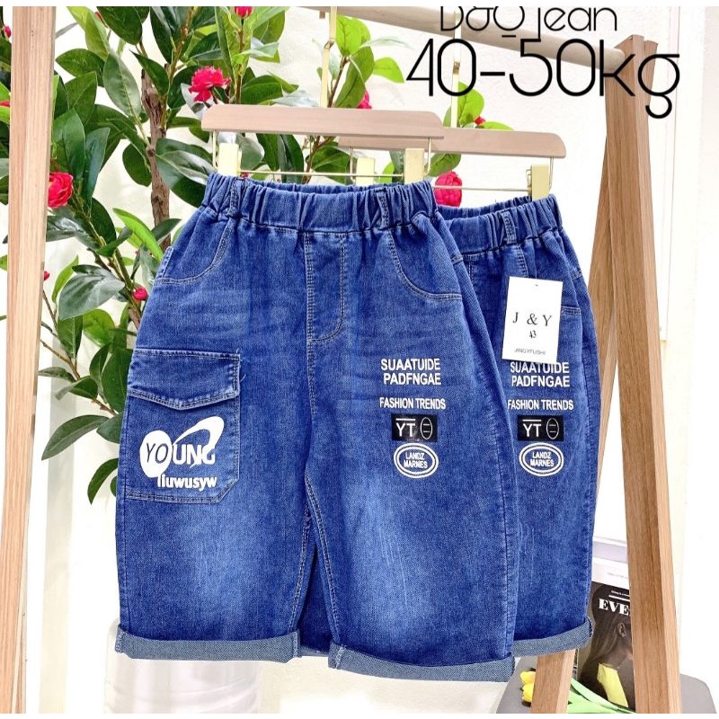 Quần jean lửng bé trai size đại cồ chất đẹp/ Quần bò ngố bé trai