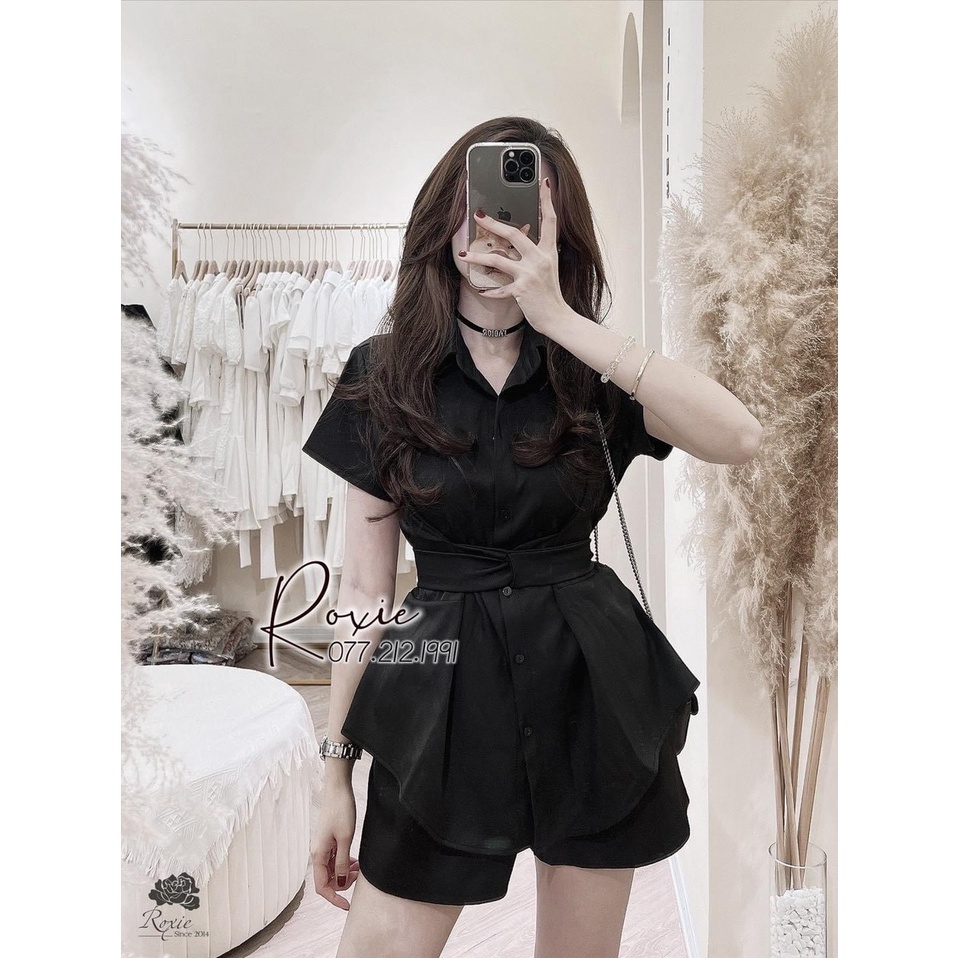Sét Áo Sơ Mi Cột Eo Kèm Quần Short Bigsize Quỳnh Anh Từ 50kg Đến 100kg