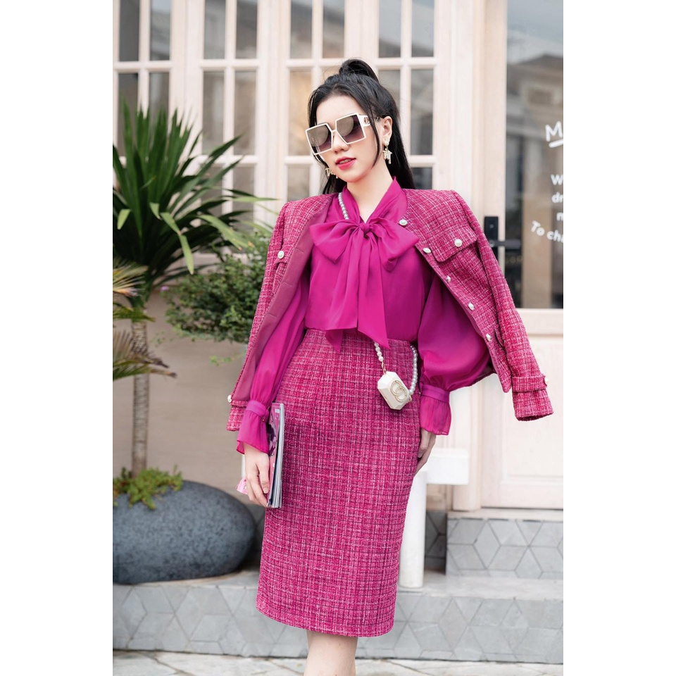 Áo lụa cổ nơ