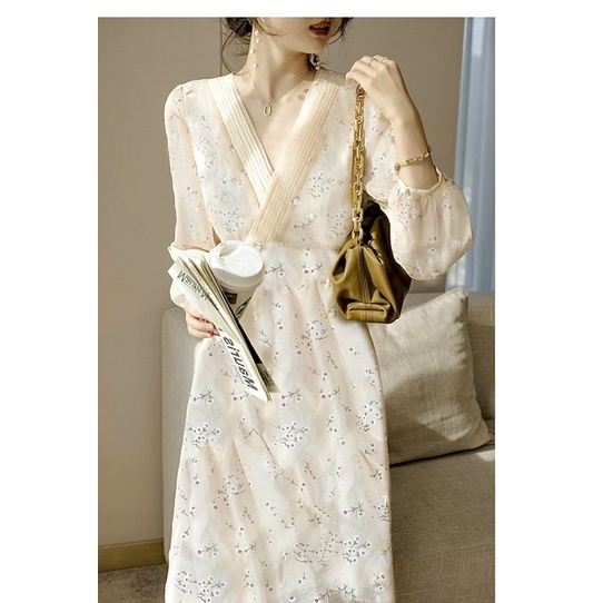 Đầm hoa nhí dự tiệc siêu sang-Freeship-đầm hoa vintage siêu xinh