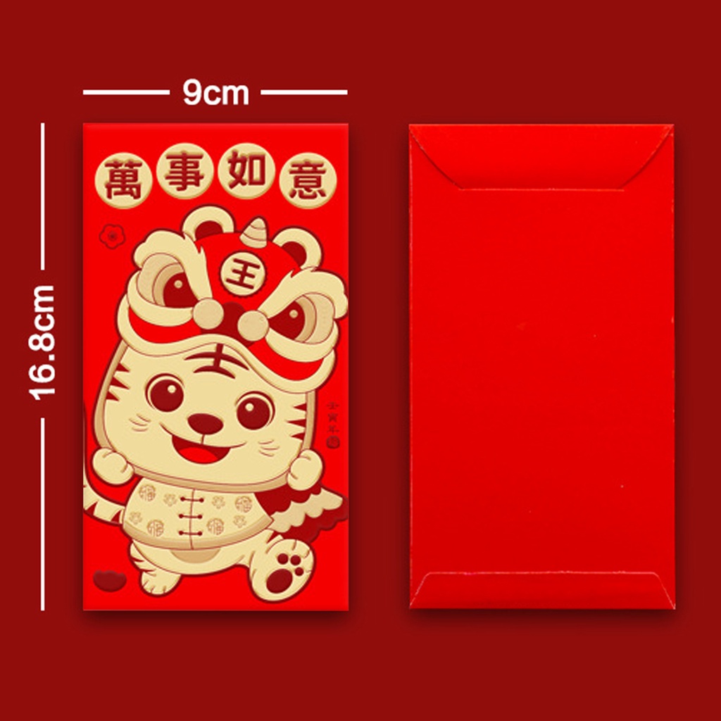 Bao lì xì đỏ may mắn họa tiết con hổ có thể gập lại cho ngày tết