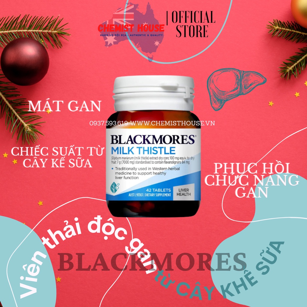 [Hàng chuẩn Úc] Viên bổ gan thải độc gan từ CÂY KẾ SỮA ÚC - Blackmores Milk Thistle 42 viên