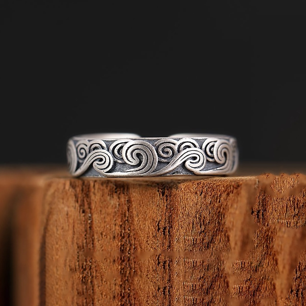 Nhẫn Nam Vân Mây Hình Cloudy Ring Loki Accessories Thời Trang Basic Màu Bạc Đẹp Cao Cấp - Nhẫn Nam Thép Titan Không Gỉ