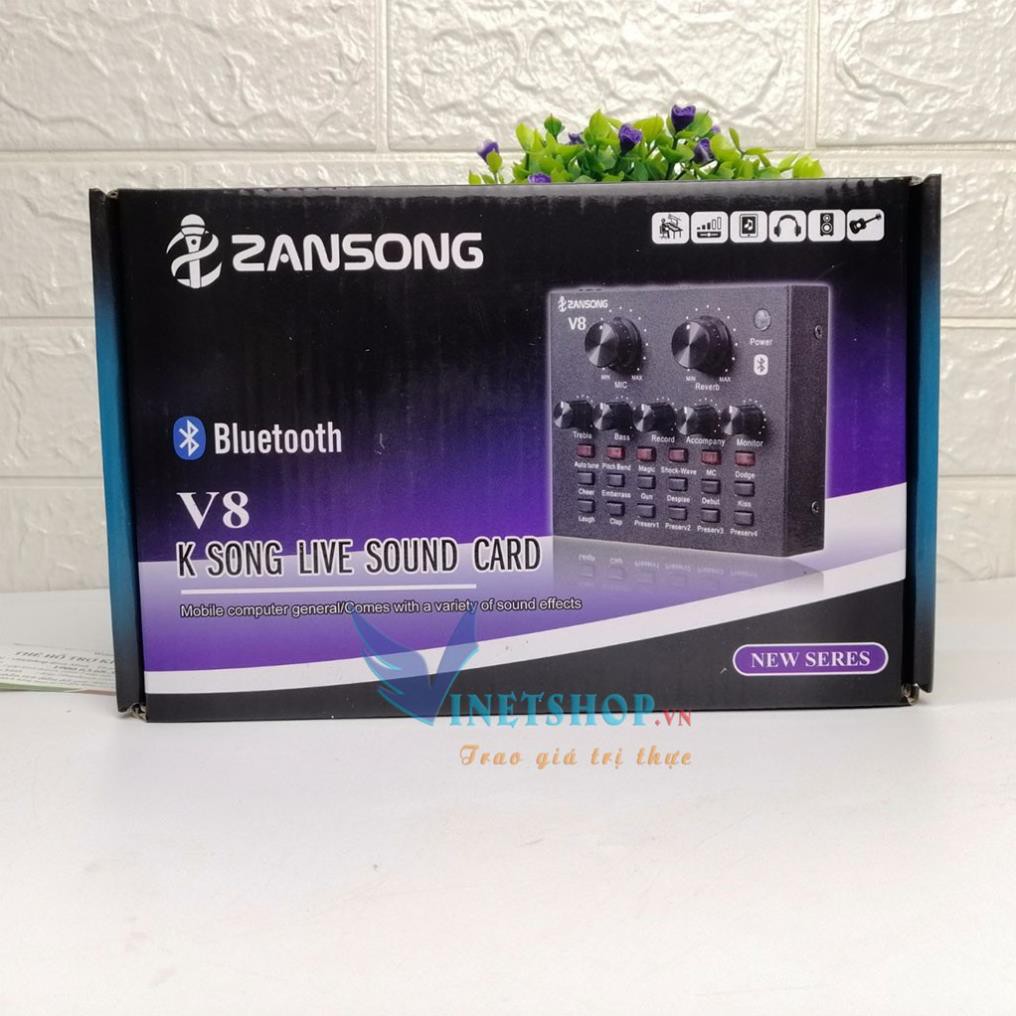 Freeship 50k Sound card Zansong v8 livestream karaoke thu âm online,có bluetooth không cần cắm dây lấy nhạc-dc3536
