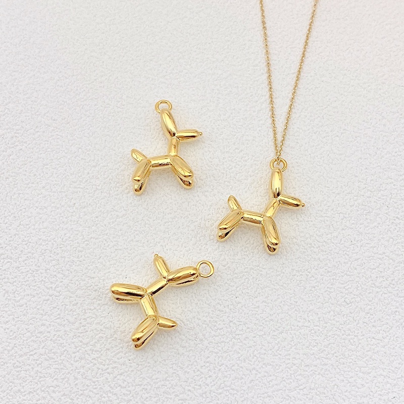 Mặt Dây Chuyền Bằng Đồng Mạ Vàng 18K diy Hình Chú Chó Bảo Quản Bong Bóng Ba Chiều